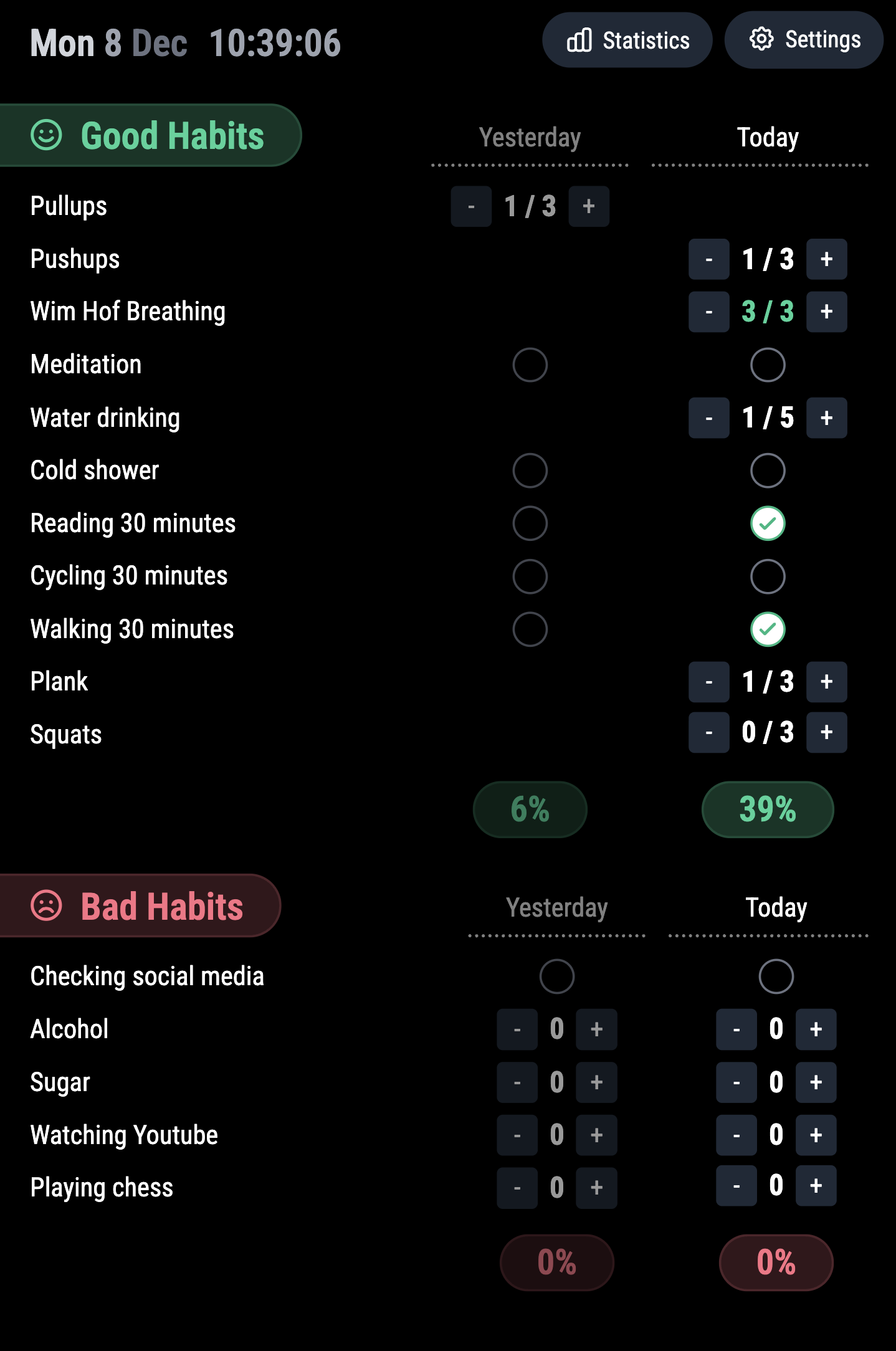 Habit Tablet App Interface showing habit tracking dashboard
